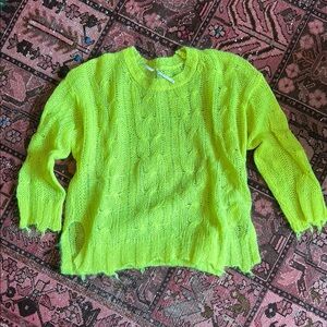 Neon Yellow Cable Knit Sweater